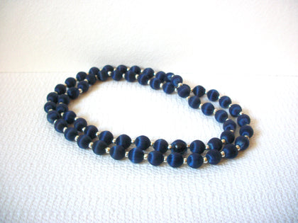 Vintage Dark Blue Silk Beads Necklace 101320
