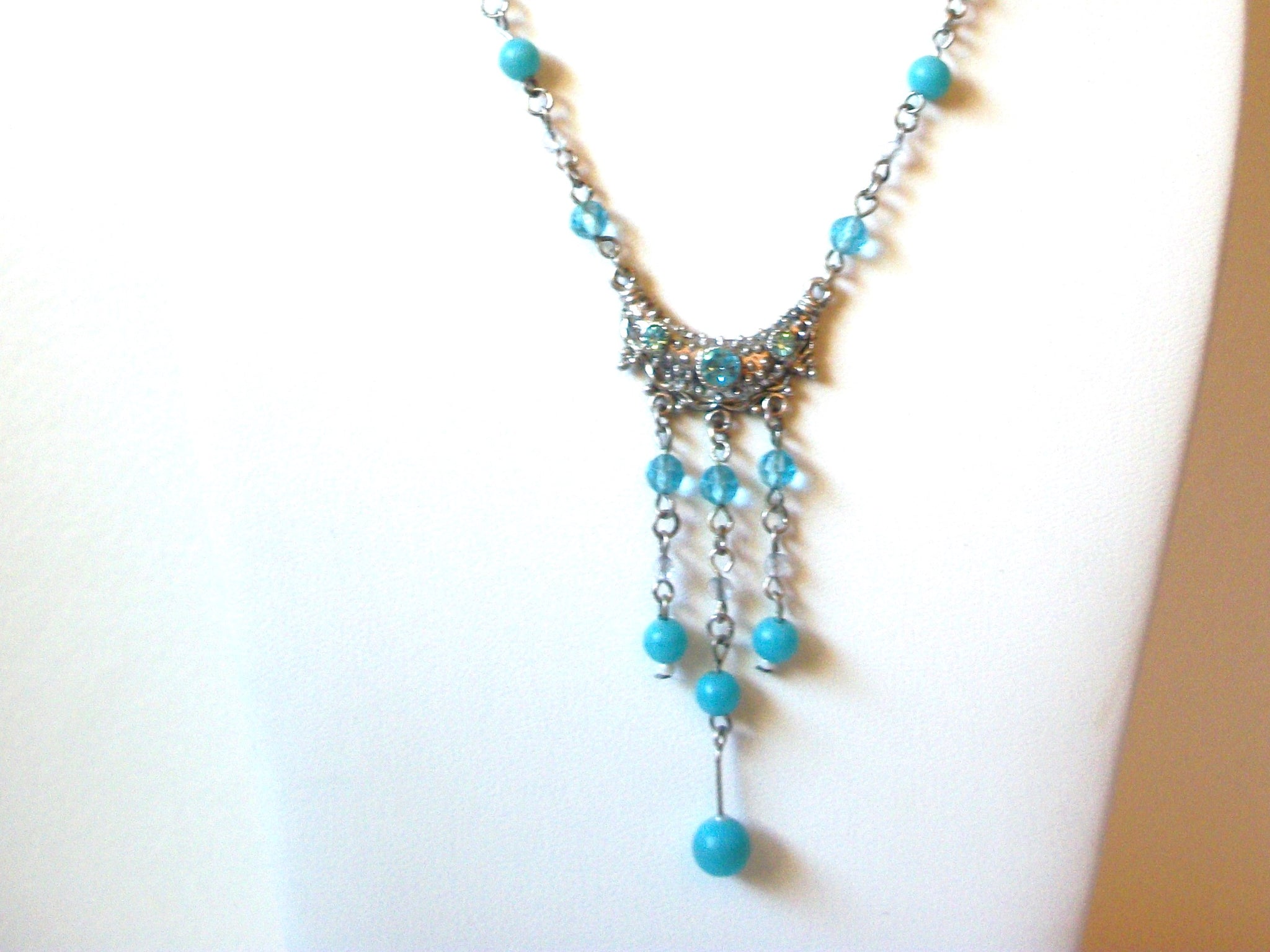 Vintage Blue Rhinestones Necklace 101320