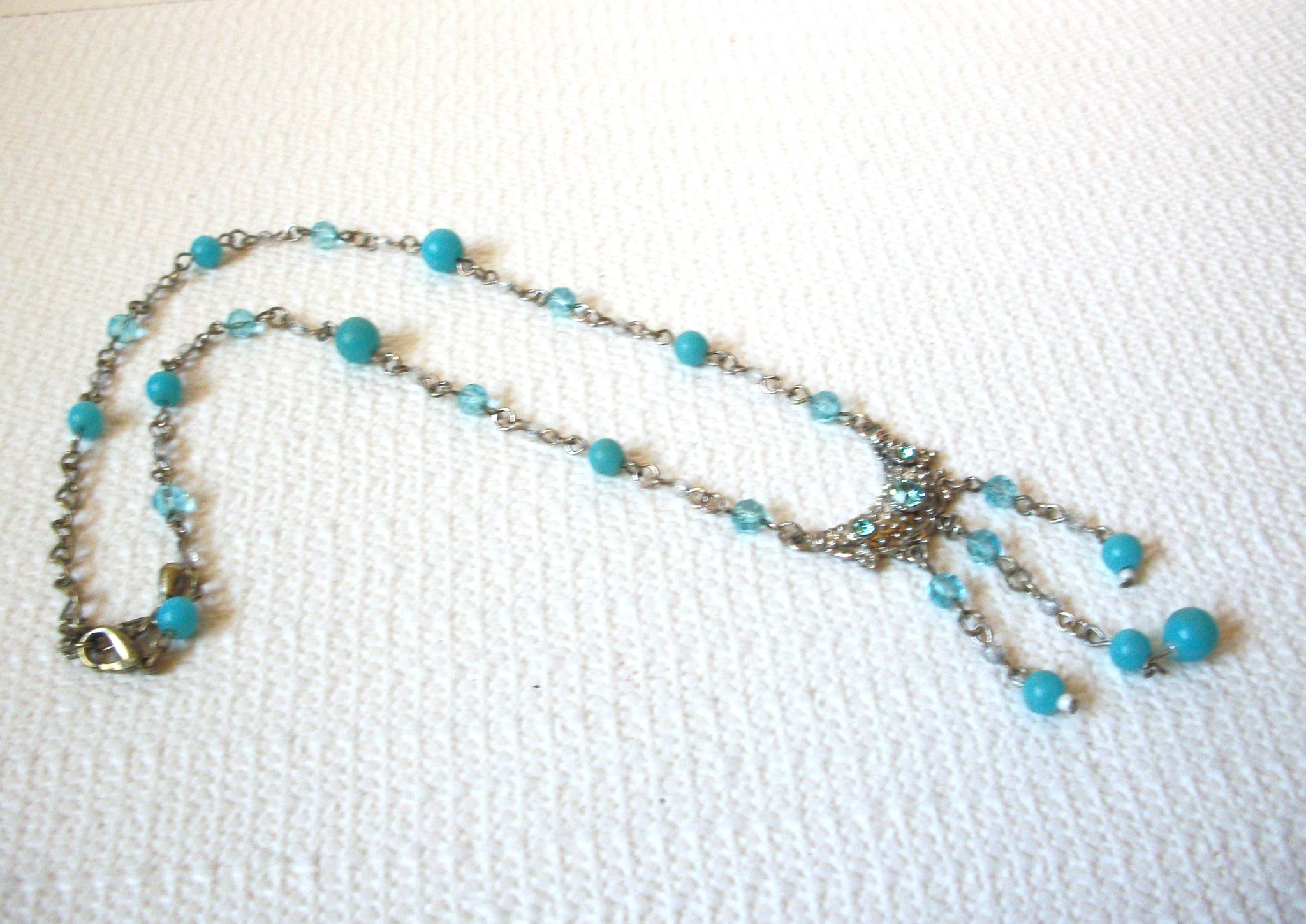 Vintage Blue Rhinestones Necklace 101320