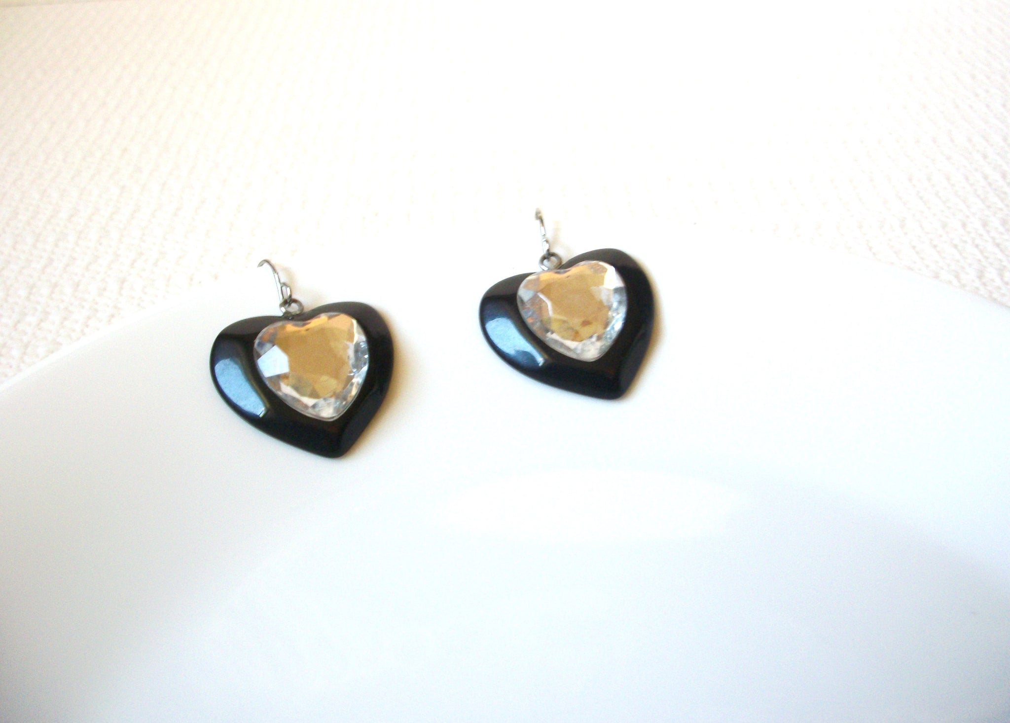 Vintage Lucite Heart Earrings 101320