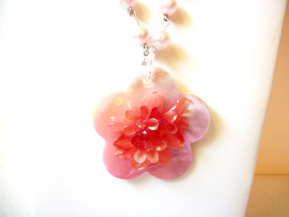 Vintage Pink Rose Quartz Shell Necklace 101420