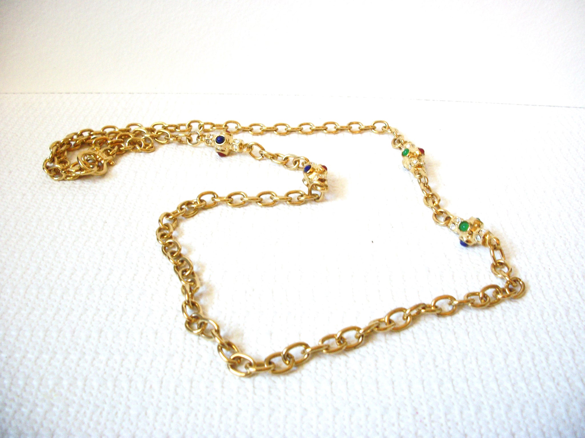 Vintage Gold Toned Rhinestones Necklace 101420