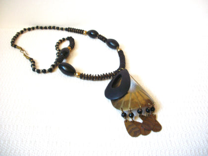 Bohemian Rustic Brass Wood Necklace 101420