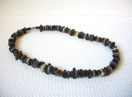 Vintage Tigers Eye Quartz Shell Necklace 101420