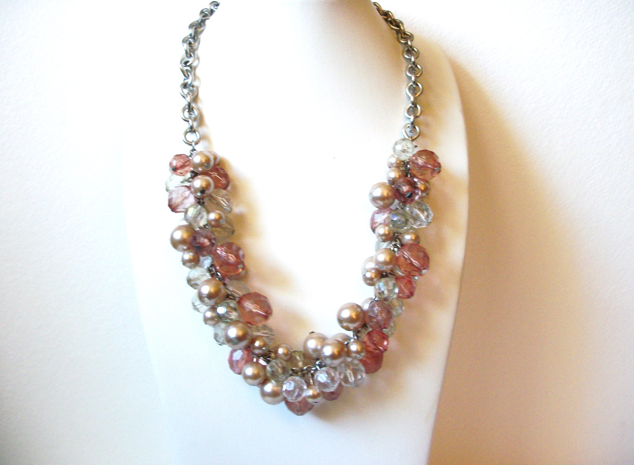 Vintage NY Cluster Glass Pearl Necklace 101420