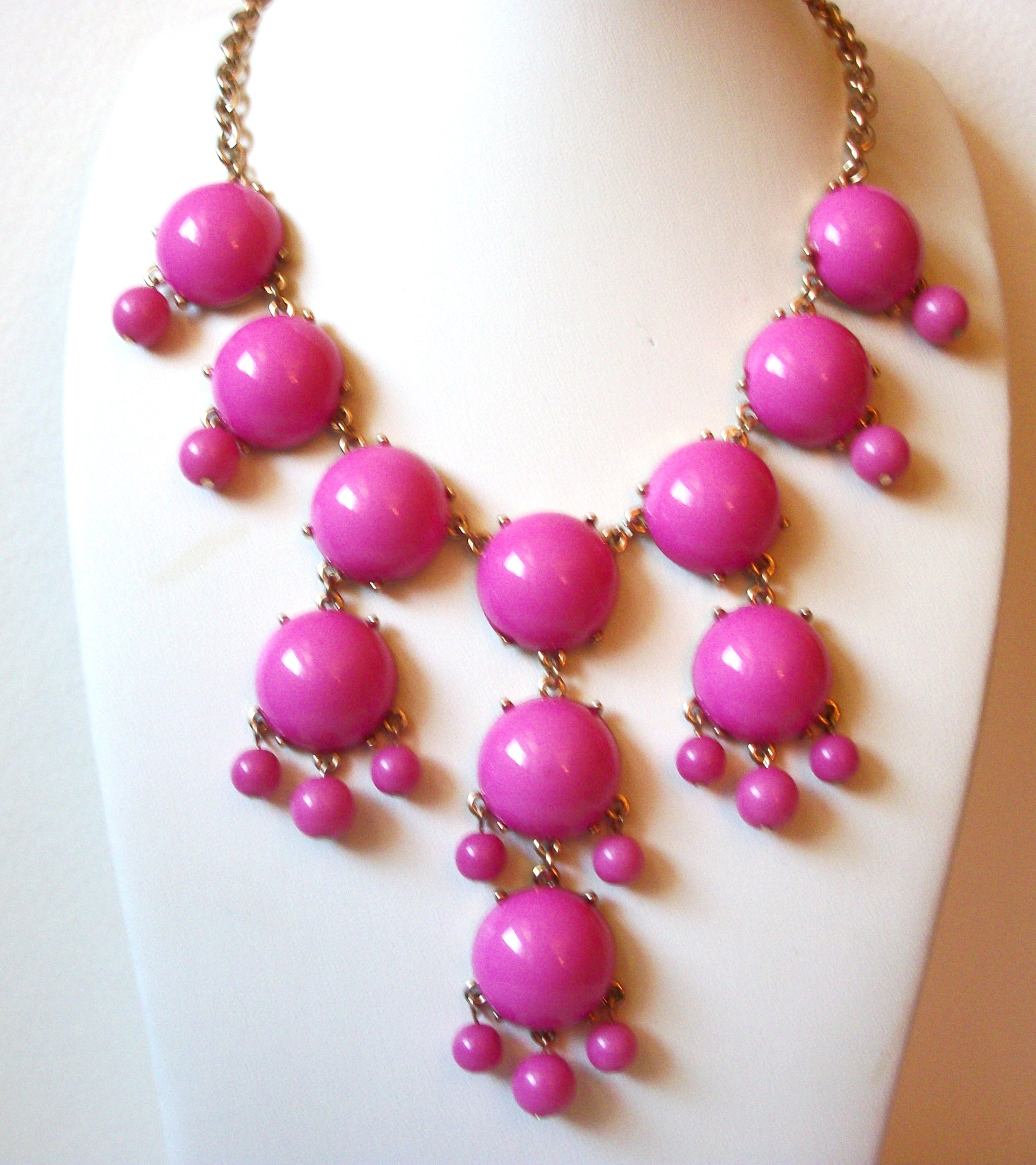 Retro Pink Bib Statement Necklace 101420