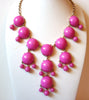 Retro Pink Bib Statement Necklace 101420