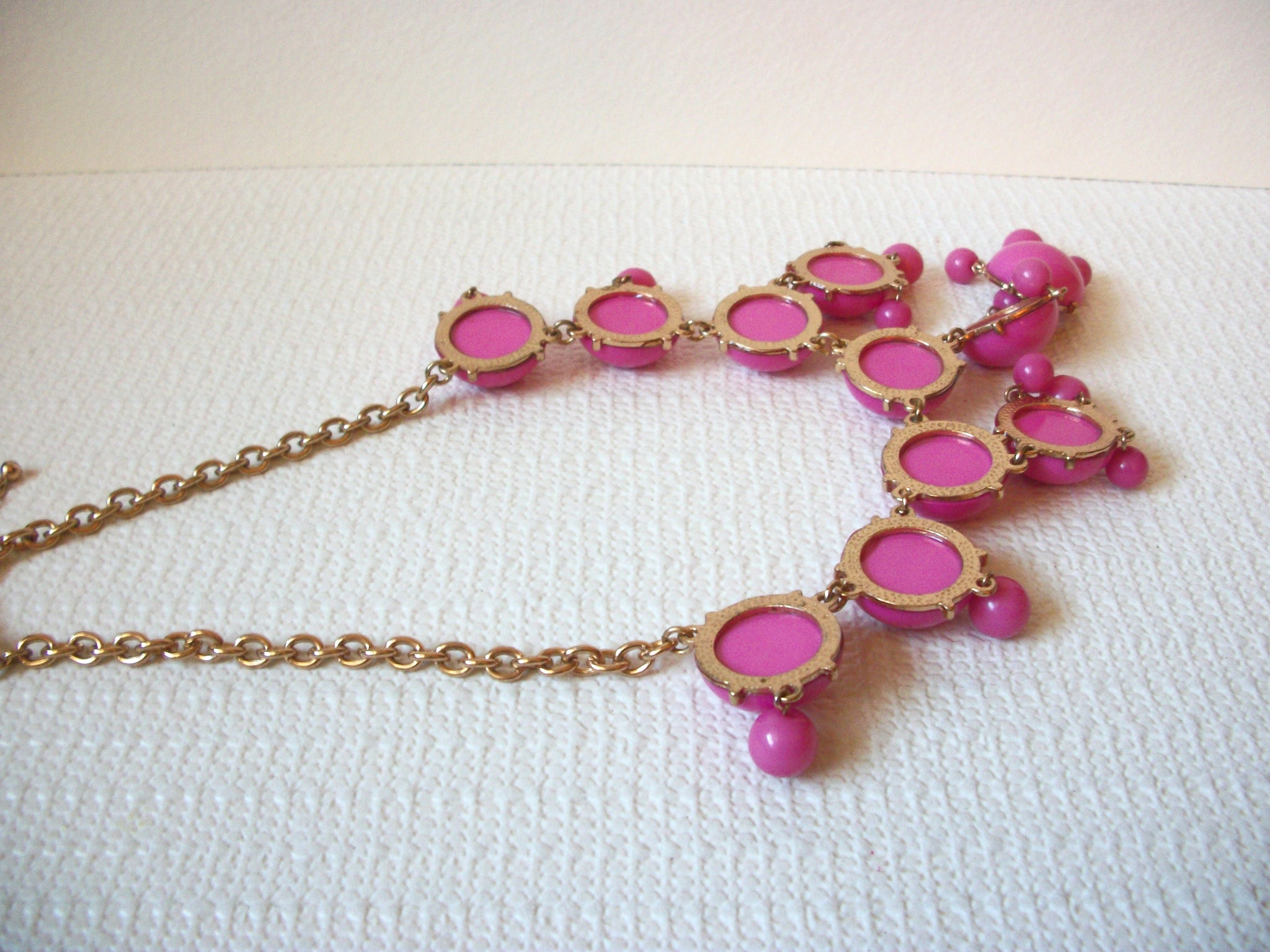 Retro Pink Bib Statement Necklace 101420