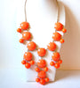 Retro Neon Orange Bib Statement Necklace 101420