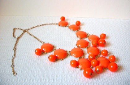 Retro Neon Orange Bib Statement Necklace 101420