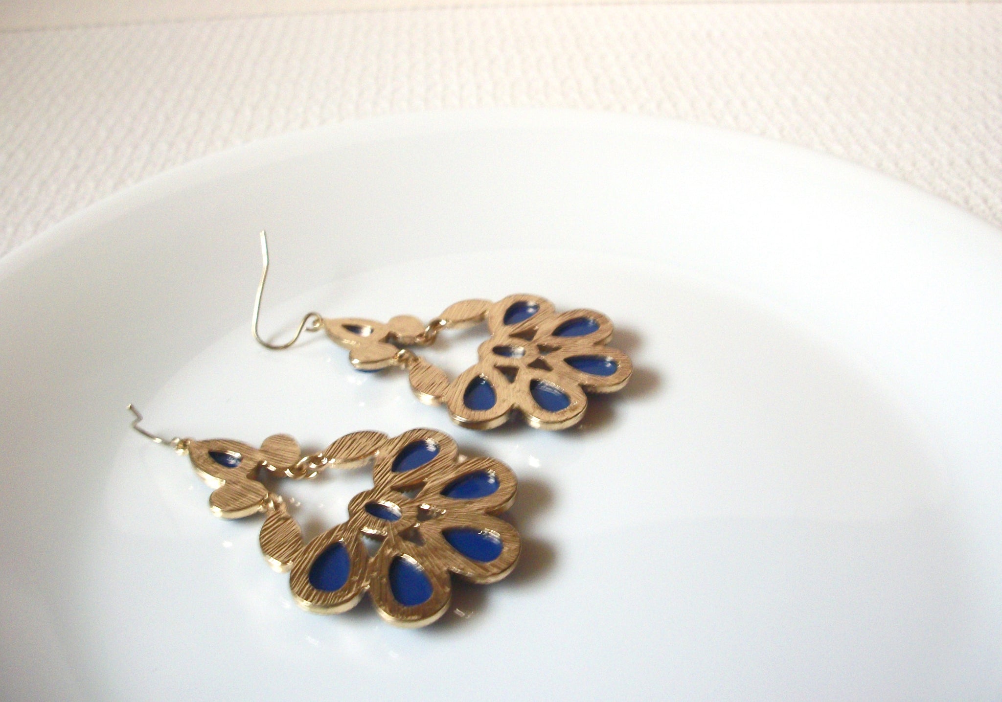 Retro Gold Blue Dangle Earrings 101520