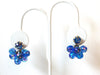 Vintage Iridescent Peacock Blue Crystal Cluster Earrings 101520