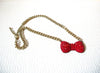 Vintage Red Rhinestones Bow Tie Necklace 101520