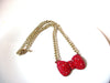 Vintage Red Rhinestones Bow Tie Necklace 101520