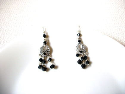 Vintage Victorian Black Glass Chandelier Earrings 101520