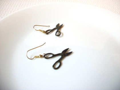Vintage Oxidized BRASS Scissor Earrings 101520