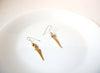 Vintage Matte Gold Toned Dangle Spear Earrings 101620