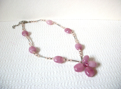 Vintage Pink Czech Glass Necklace 101620