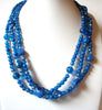 Retro Blue Glass Lucite Necklace 101620