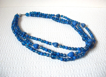 Retro Blue Glass Lucite Necklace 101620