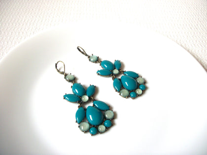 Retro Teal Opal Chandelier Dangle Earrings 101620