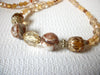Vintage Gold Topaz Lucite Beads Necklace 101620