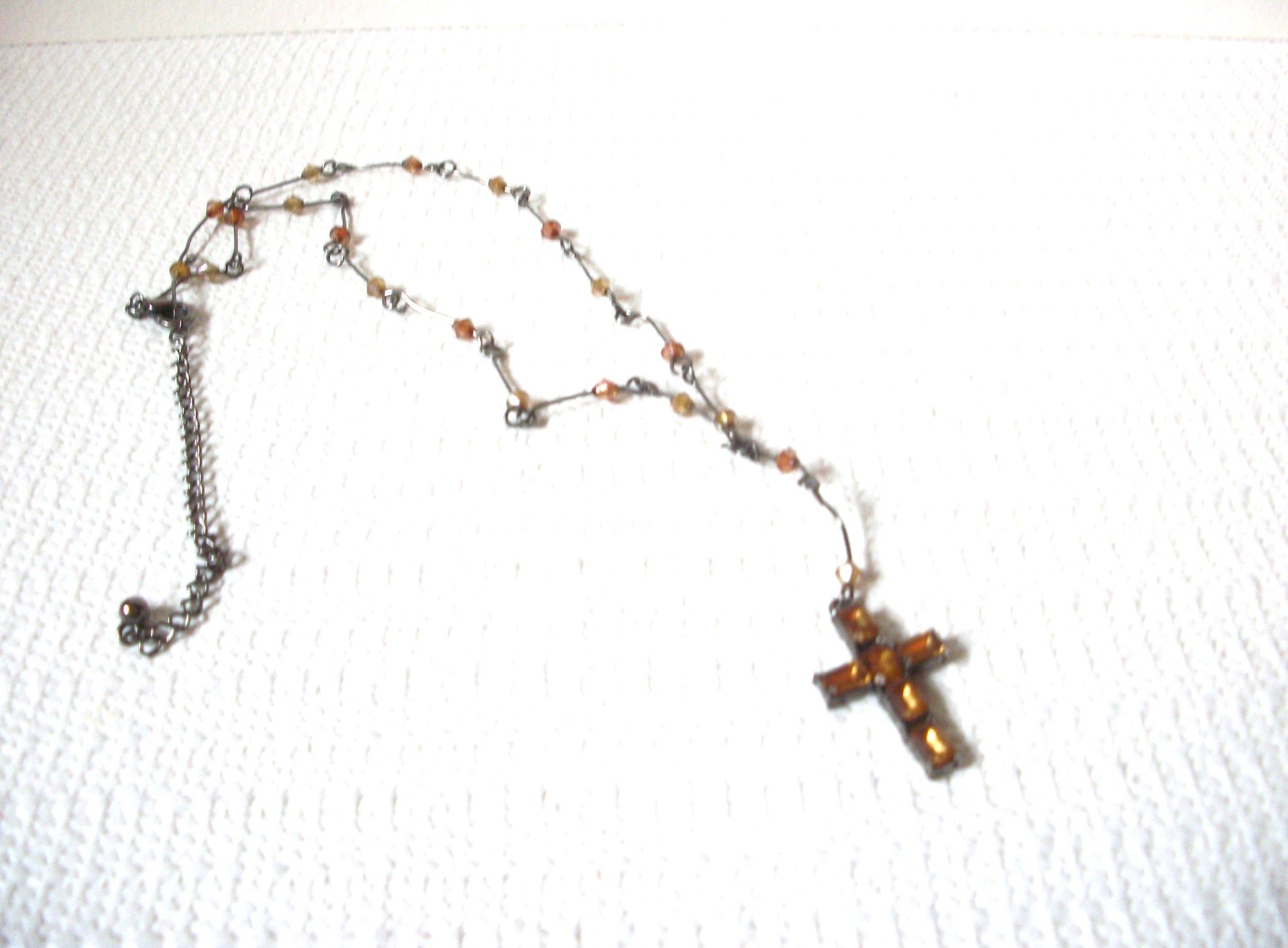 Vintage Crucifix Topaz Necklace 101620
