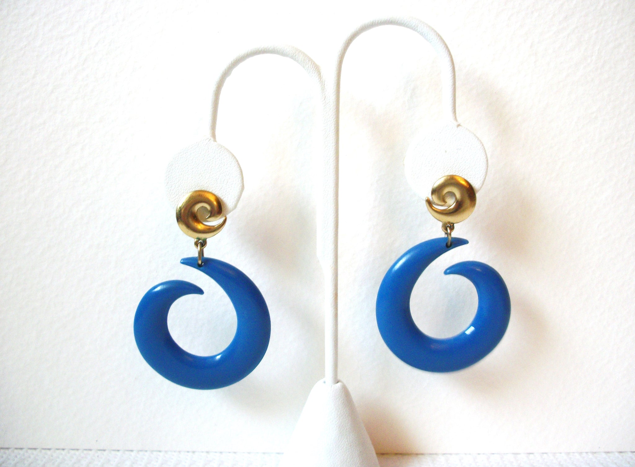Retro Blue Gold Lucite Earrings 101620
