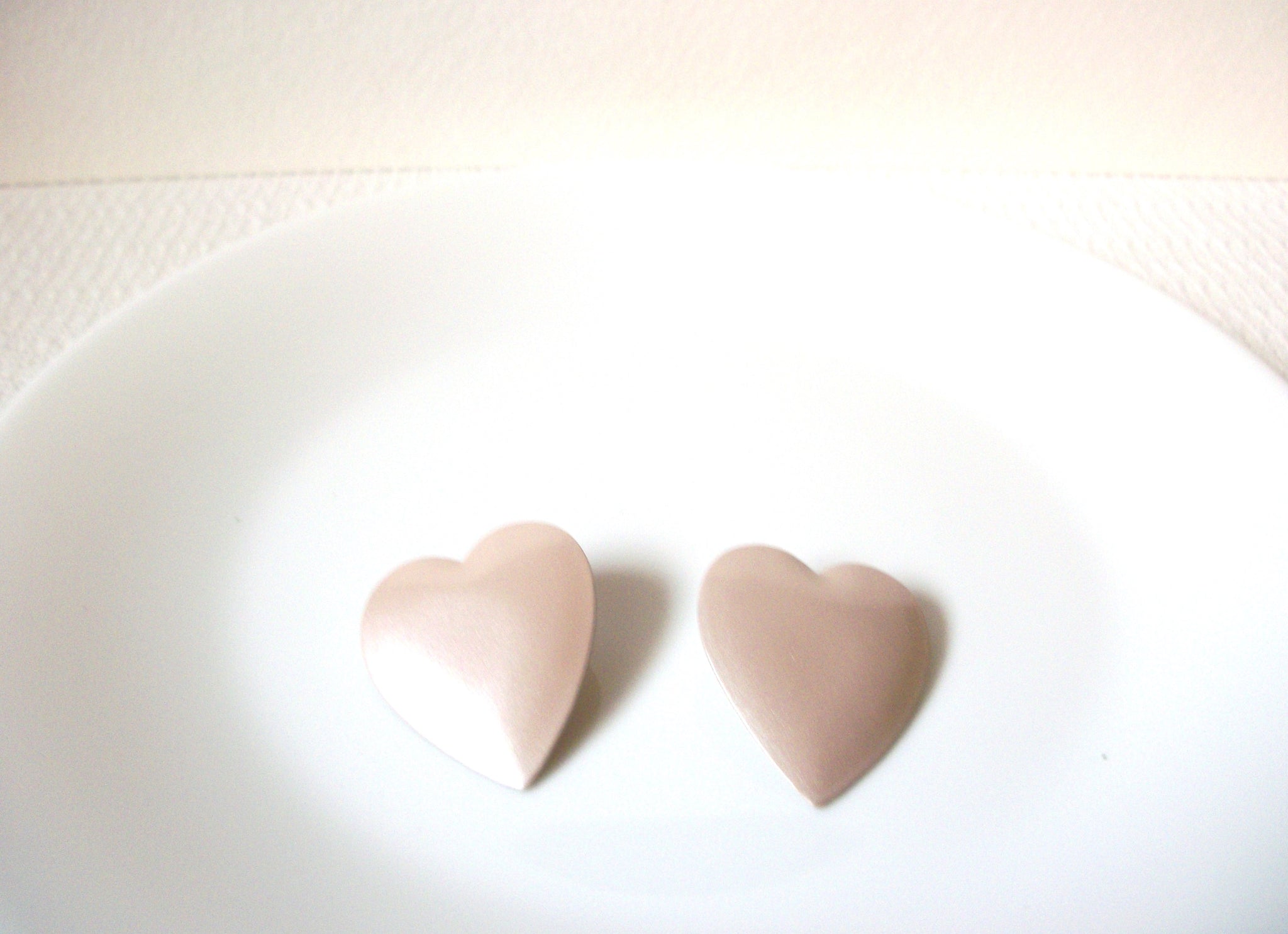 Retro Shimmer Rose Gold Heart Earrings 101620