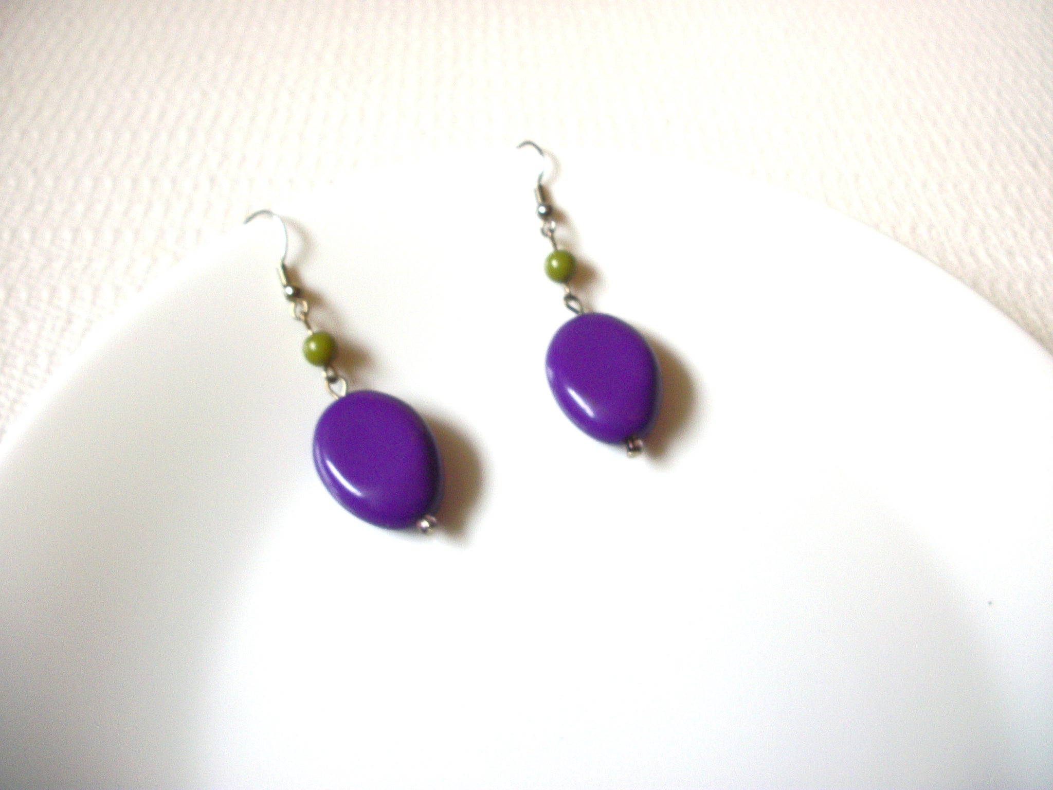 Retro Purple Olive Dangle Earrings 101620