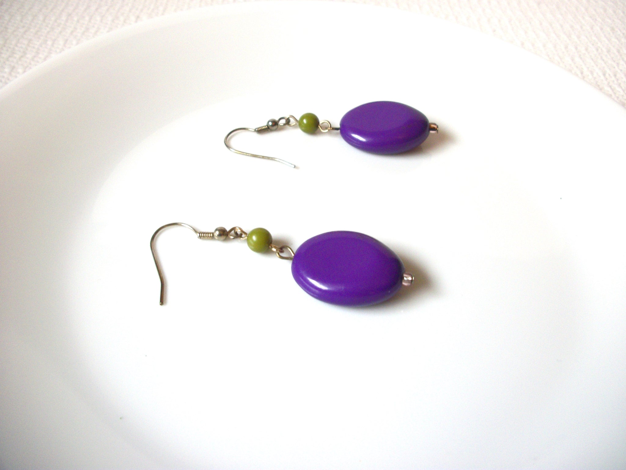 Retro Purple Olive Dangle Earrings 101620