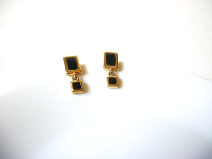 Vintage Gold Black Dangle Earrings 71720