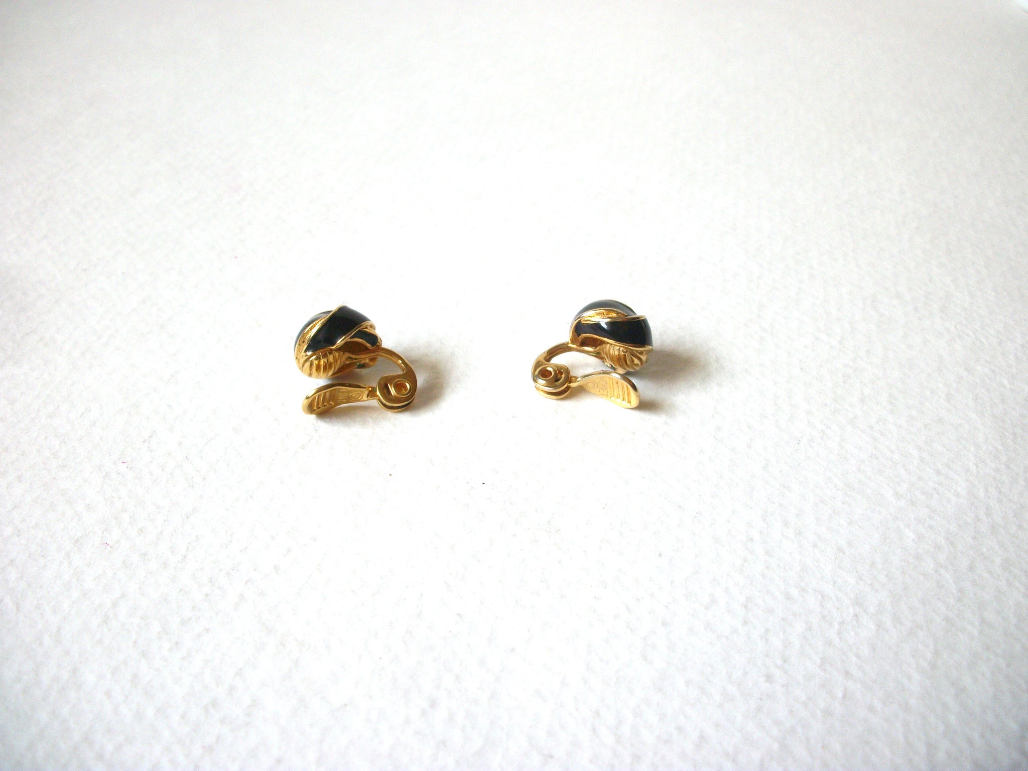 Small MONET Black Gold Earrings 71820