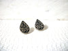 Smaller Damask Silver Black Stud Earrings 72820