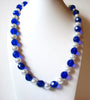 Vintage Glass Pearl Blue Czech Glass Necklace 73020