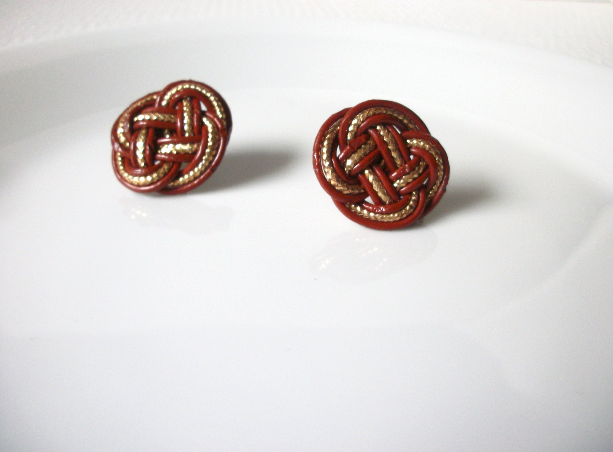 1940s Vintage Weaved Leather Earrings 80420