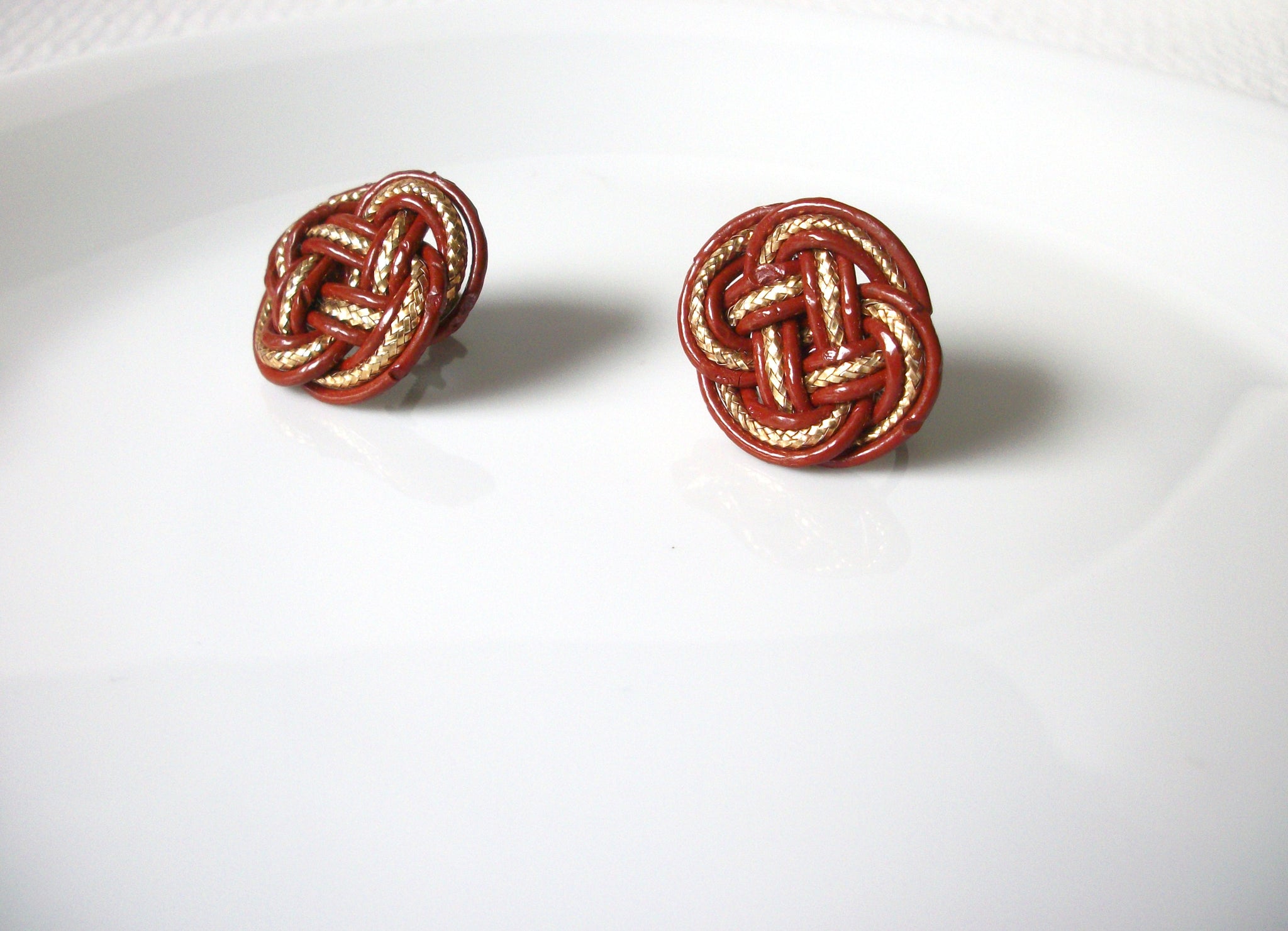 1940s Vintage Weaved Leather Earrings 80420