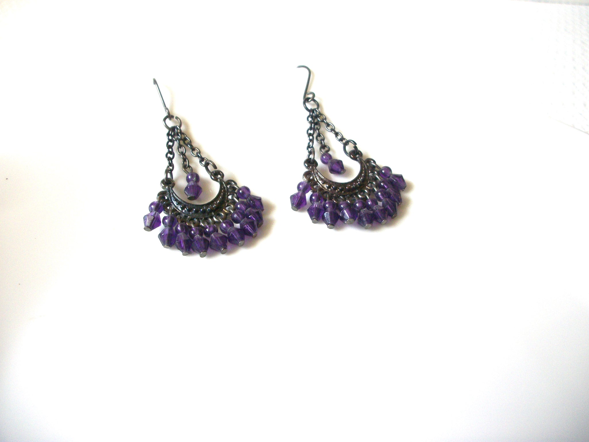 Victorian Purple Glass Chandelier Earrings 80420