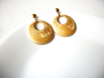 Vintage Pale Peach Gold Doorknocker Earrings 80720