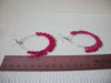 Large Retro Hot Pink Hoop Earrings 80720
