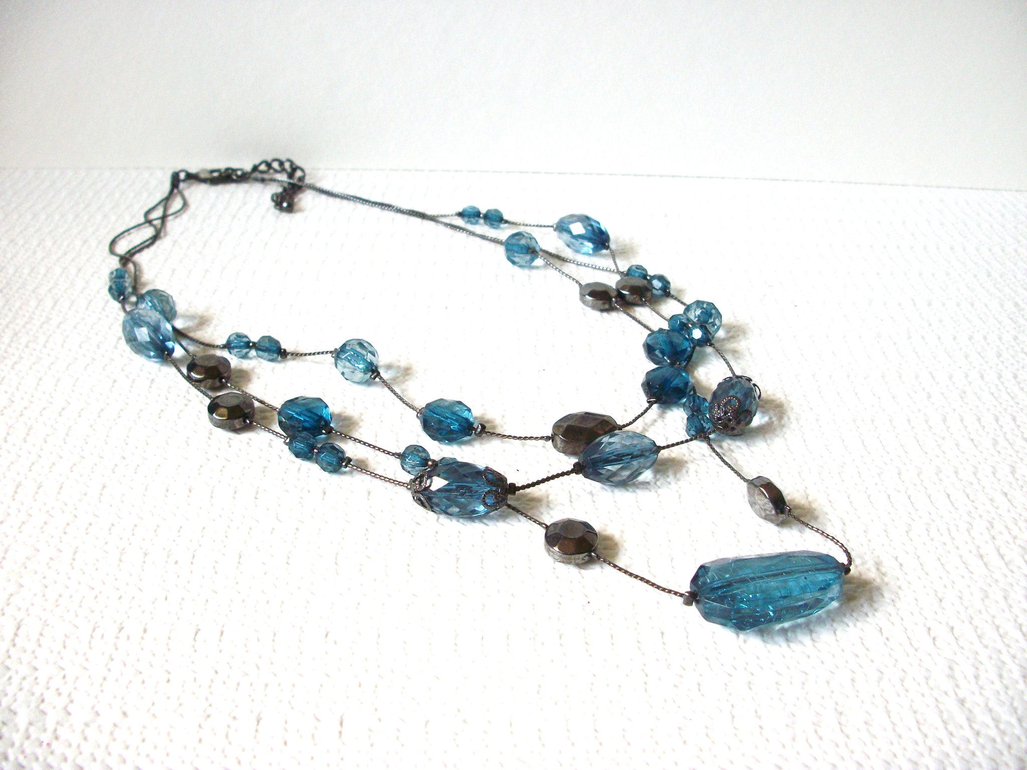 Retro Blue Acrylic Necklace 80720