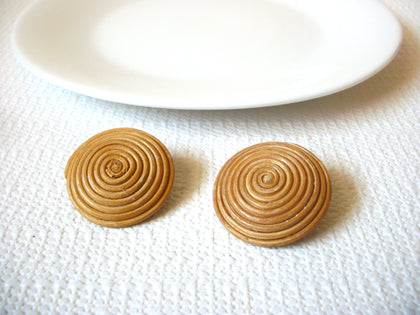 Vintage Organic Snail Wood Earrings 80820