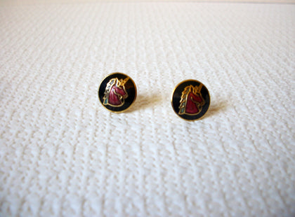 Vintage Small Cloisonne Unicorn Earrings 81020