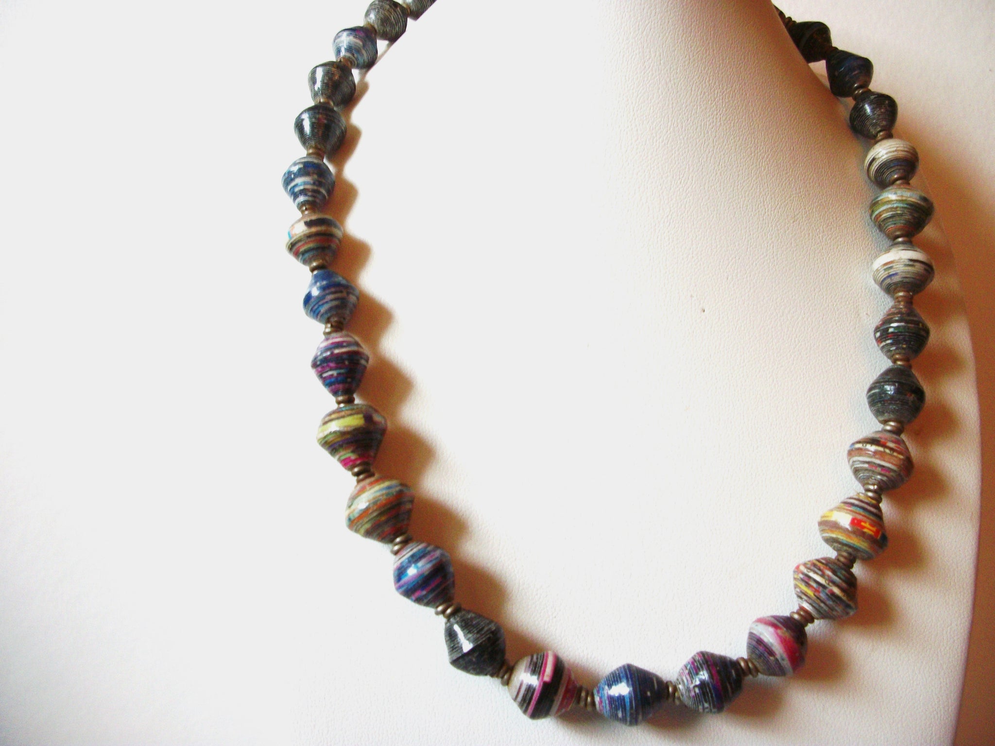 Vintage African Paper Beads Necklace 81220