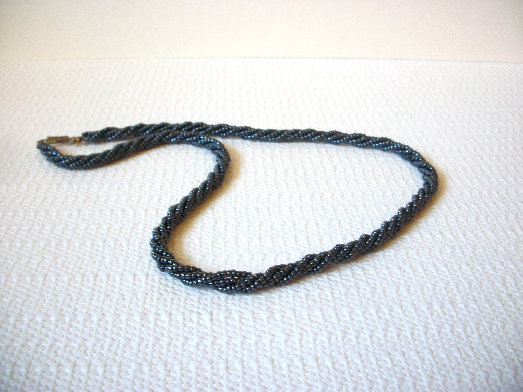 Vintage Dark Silver Glass Necklace 81320