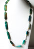 Vintage Teal Blue Green Glass Necklace 81620