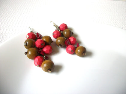 Vintage Wood Acrylic Dangle Earrings 81620