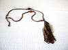 Vintage Copper Toned Beaded Glass Charms Necklace 81920