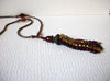 Vintage Copper Toned Beaded Glass Charms Necklace 81920