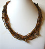 Vintage Brown Amber Glass Shell Necklace 81920